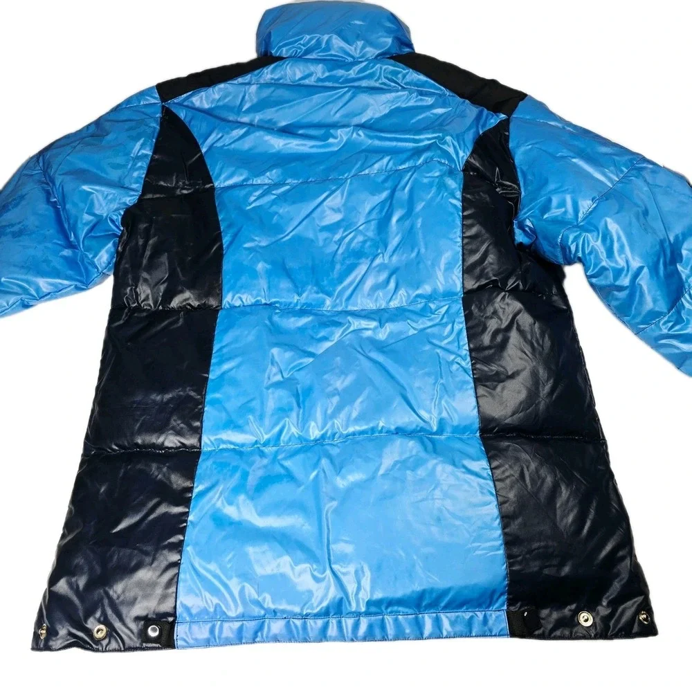 Vintage Contender Duck Down Puffer Jacket Mens XL Blue Black‎ Retro Winter